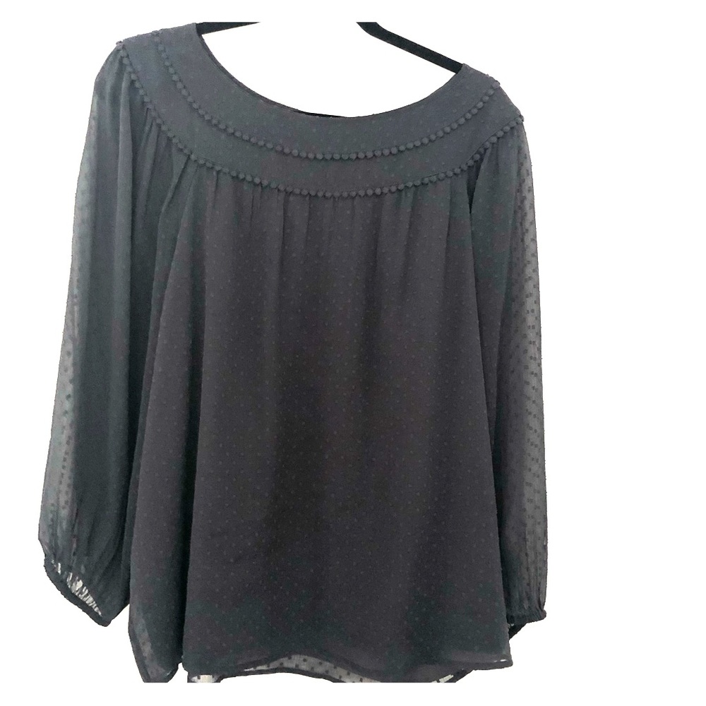 Loft long sleeve gray dress top with circle detail